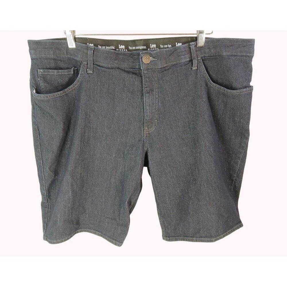 Lee Riders Womens Denim Shorts Size 22W Plus Dark Wash Stretch Mid Rise Casual